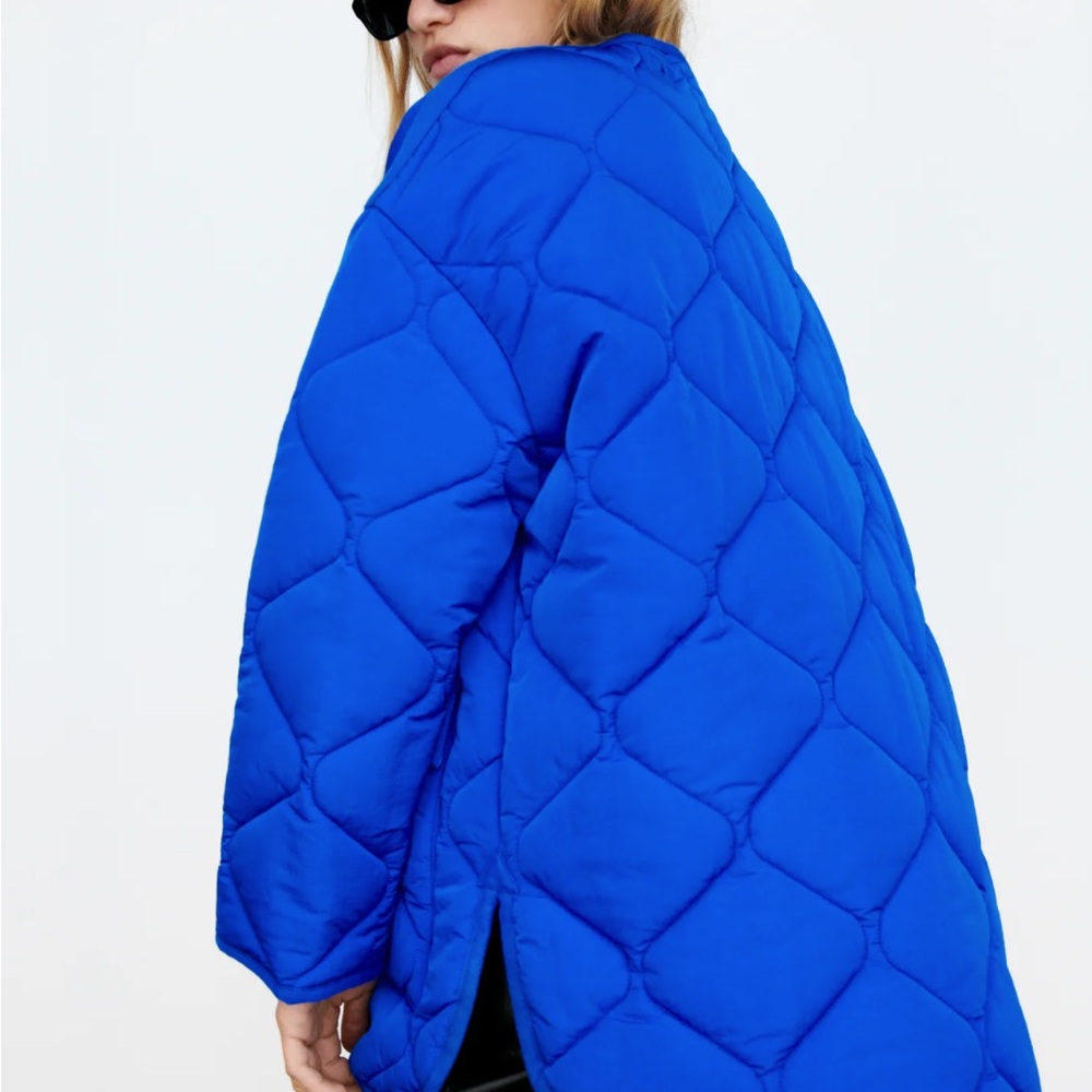 NWT Zara Women's Vibrant Blue Puffer Jacket - Picture 2 of 2